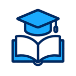 Blue Graduation Cap and Open Book for Course Schema