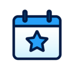 Blue Calendar and Star Icon for Event Schema