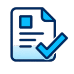 Blue Document with Checkmark for HowTo Schema