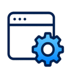 Blue Software Window with Gear Icon for Software Schema