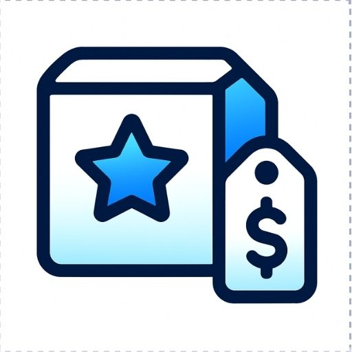 Product Box with Star and Price Tag Icon for Product & Review Schema
