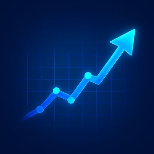 Blue Upward Arrow Graph Icon for SEO Growth