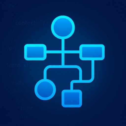 Blue Gradient Flowchart Icon Representing Schema Connections